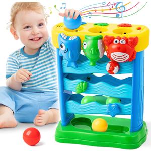V-Opitos Musical Toys for 1, 2 Years Old Boys & Girls, Feeding Interactive Toddler Toys for Baby 12-18 Months, Montessori Education Toys, Perfect Christmas Birthday Gifts (Blue)