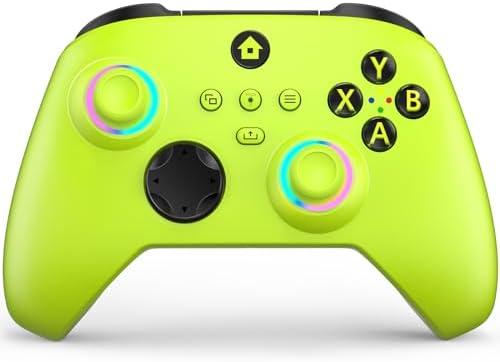 W&O Wireless Controller Compatible With Xbox One, Xbox Series X/S, Xbox One X/S, PC, With RGB LED Light, Mappable Buttons, 3.5mm Headphone Jack, With 2.4GHZ Wireless Adapter Gamepad (Electric Volt）