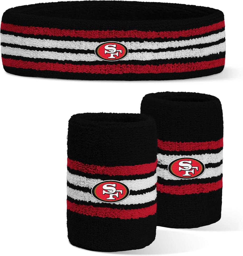 For Bare Feet NFL Officially Licensed Team Logo Headband & Wristband Combo Pack Team Color OSFM