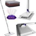 RIGONE Snap Grip Mop 49" Hands-Free Flat Mop, Zero Touch 35pc Kit w/ 30 Dry Wipes & 3 Matching Cloths (Random Color), Universal for Floor Wall Window Hardwood
