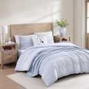 Tommy Hilfiger - Twin Comforter Set, Super Soft Bedding with Matching Sham, Breathable Bed Essentials (Modern Stripe White, Twin)