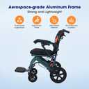 2026 Super Lightweight Transport Wheelchair for Seniors & Adults with Telescopic Handle, Upgraded Portable Folding Transfer Wheel Chairs, Gradient Dark Green, for Travel & Daily Use, 220 lbs Capacity