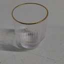 Viski Meridian Lowball Glasses Set of 1 - Premium Crystal Clear Vintage Drinking Tumblers for Whiskey, Scotch & Bourbon in Art Deco Ripple Glassware Design, Gold Rimmed Glassware Gift Set, 12 oz