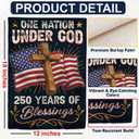 2 x 250th Anniversary America USA Garden Flag for Outside, One Nation Under God 250 Years of Blessings 1776-2026 Cross Double-Sided Waterproof Yard Flag 12x18 Inch for 4th of July Memorial Day Decor