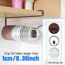 Tumbler Lid Organizer Inside Cabinet,6PCS Coffee Mug Holder, Space Saving Cup Rack for Kitchen Storage Organization, Paper Towel Holder Under Cabinet