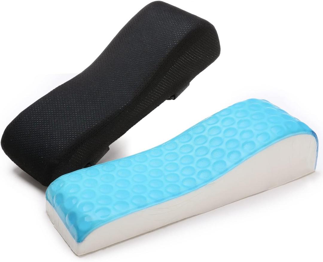 LargeLeaf Chair Gel Ergonomic armrest Cushions (Black_Mesh_Gel)