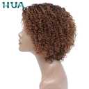 HUA Short Wigs for Black Women Human Hair Ombre Color Kinky Curly Short Brown Wig with bangs Brazilian Colored Curly Human Hair Wig None Lace Front Wigs Glueless