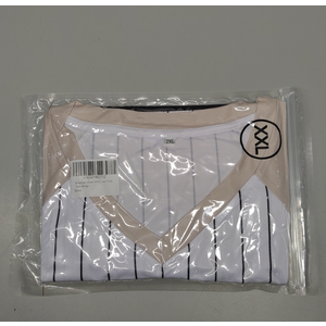  Sports Basketball Officials Beige/White V-Neck Performance Referee Shirt Ref Jersey Uniform (XXL)