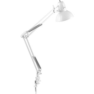 GLOBE Electric 52847 31.5 Inch Swing Arm Clamp-On White Desk Lamp with Nickel Accents, On/Off Rotary Switch, Book Reading Light, Home Essentials, Office Decor, LED Bulb Compatible