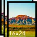 16x24 Picture Frame Black for Wall Mounting Set of 3, Horizontal and Vertical Formats for Wall Hanging, Wood 16x24 Frame, Black, 3 Pack