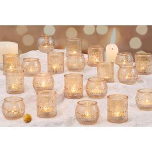 40 Pcs Gold Candle Holders Bulk- Gold Centerpieces for Tables, Assorted Tealight Candle Holders for Wedding Shower, Bridal Shower, Rehearsal Dinner, Engagement, Birthday Party Decorations