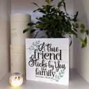 Christian Sign, Wooden Box Sign Desk Decor, Friendship Scripture Wood Plaque, Rustic Wood Table Sign, Thank You Gift for Friend, Proverbs 18:24 - A True Friend Sticks By You Like Family Sign