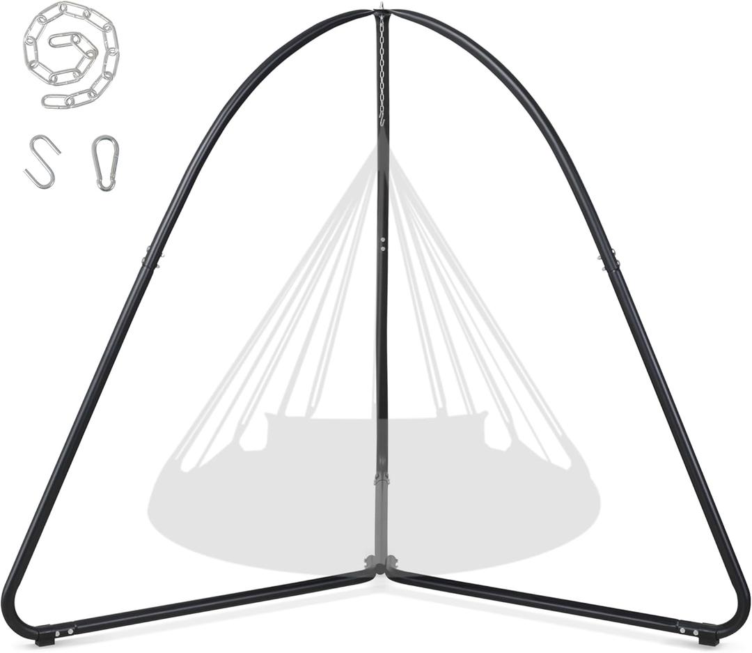 SUNCREAT Tripod Hanging Chair Stand – 400lbs Capacity, Heavy Duty Steel, Rust Resistant, Stable Hammock Frame for Air Porch, Indoor/Outdoor Use – Swing Not Included, Black