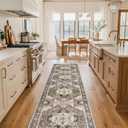 Washable Kitchen Runner Rug - 2x10 Hallway Rug Distressed Mats Non-Slip Soft Room Floor Carpet for Dining Room (Beige/Blue/Grey, 2 x 10)