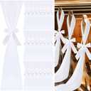 Set of 24 Wedding Aisle Decor Bulk Chiffon White Chair Sashes with Ribbons Tulle White Sashes Pew Decorations for Weddings Party Ceremony Church Flower Arrangement
