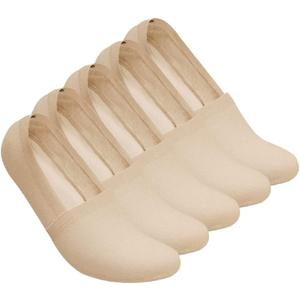 Cloud No Show Socks Non Slip Loafer Sneaker Flats Boat Shoe Invisible Low Cut Liner Cotton Socks For Men and Women (X-Small, Beige_5pack)