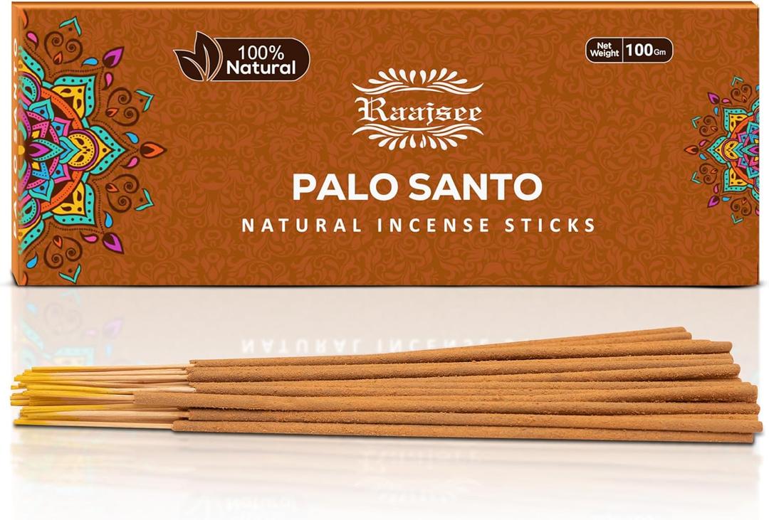 Raajsee Palo Santo Incense Sticks, Holy Wood Aroma for Energy Cleansing & Meditation Organic Non Toxic Clean Burning - Natural, Long-Lasting Incense  100 gm Pack