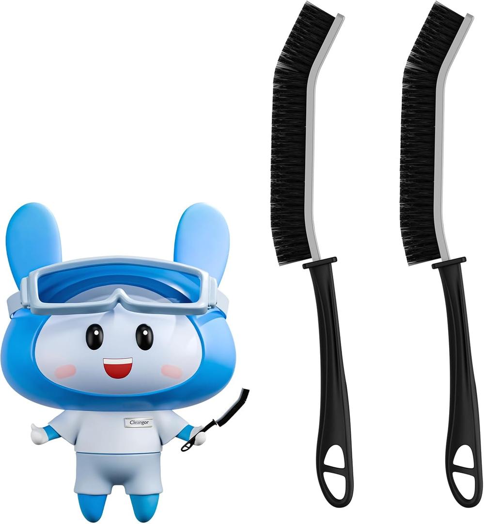 4 x Cleangor Crevice Cleaning Brushes, Scrub Brush for Hard to Reach Small Space, Home Essentials, Cleaning Supplies, Cleaning Tools for Household Use, Bathroom, Shower, Kitchen, Window, Toilet (2, Black)