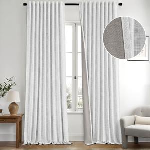 MIULEE Greyish 100% Blackout Linen Curtains 2 Panels Set Double Sided No Coating Pinch Pleated Back Tab Floor to Ceiling Black Out Thermal Insulated Bedroom Living Room Darkening Drapes 40×84L
