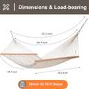 SUNCREAT Hammocks Traditional Rope Double Hammock with Hardwood Spreader Bar and Carrying Bag, 450 lbs Capacity, Natural