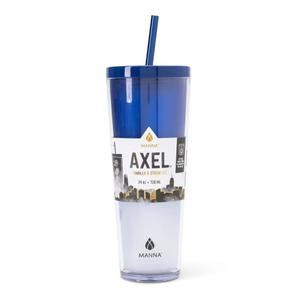 Manna™ Axel™ Plastic Tumbler & Straw Set - Blue, 24 Oz.