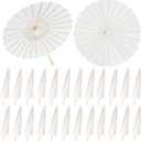 Aodaer 24 Pack 33 Inches Paper Umbrellas for Wedding Chinese Japanese Parasol Paper Decorative Oiled Umbrella DIY Painting Crafts for Bridal Party Decor Photography Props, White