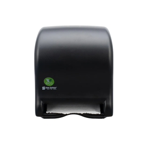 San Jamar Ecologic Tear-N-Dry Recycled Plastic Electronic Paper Towel Dispenser, Battery Powered Towel Dispenser, Wall Mounted Dispenser with Zero Waste for Home and Business, 10 Inch Rolls, Black