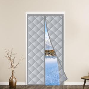 UNAOIWN Magnetic Thermal Insulated Door Curtain Fits Door Size 36" x 80", Insulated Hands-Free Closing Door Screen for Winter Warm Cold Protection, Weatherproof, Windproof, Soundproof