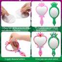 Geelin 24 Sets Pink and Green Mirror Crafts Foam Mirror for Witch Princess Party Favors DIY Decorate Your Own Glass Party Favors Movie Fan Gifts for Birthday Decorations