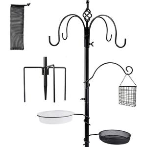 yosager Premium Bird Feeding Station Kit, 77" x 19" Birds Feeder Pole, Deluxe Multi Feeder Hanging Kit with Metal Suet and Bird Bath for Wild Birds Watching, Birdfeeder and Planter Hanger