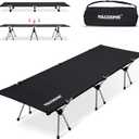 2-in-1 Ultralight Folding Camping Cot with Leg Extenders, Military Camping Cots Bed, Heavy Duty Folding Sleeping Camping Cot for Backpacking Hiking Travel Tent, Support 330 Lbs(Black)
