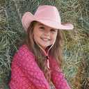 AQOKKA Kids Cowboy Hat Western Toddler Cowgirl Hat Baby Cowboy Wide Brim Felt Fedora Hat with Buckle Belt for Boys Girls