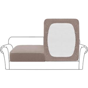 Flamingo P Large Couch Cushion Covers 2 Piece Set Sofa Seat Slipcovers for Deep Oversized Cushions with Elastic Bottom Furniture Protector for Pets & Kids, 2 Seat XL Cushion Cover, Sand