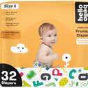 Hello Bello Premium Baby Diapers Size 1, 32 Count of Disposable, Extra-Absorbent, Hypoallergenic Baby Diapers with Snug and Comfort Fit, Alphabet Soup