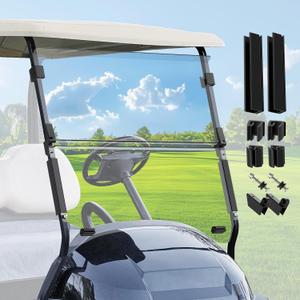 Panglong Golf Cart Windshield, Club Car Windshield with all Windshield Clips, Fold Down Windshield Anti-UV Impact Resistant Fits 2004-Up Club Car Precedent, Tempo, Onward Golf Carts-37.51"W X 31.89"H