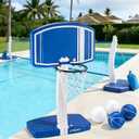 2 in 1 Pool Basketball Hoop and Volleyball Net Above Ground, Swimming Pool Toys for 3-12 Years Old Kids Poolside Basketball Hoop Summer Outdoor Water Games Toys for Kids Teens Adults Family
