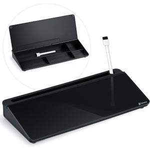 Varhomax Desktop Whiteboard with Storage, Desk Organizer Dry Erase Glass White Board to-do List Memo Notepad for Home Office and School Supplies (Black)