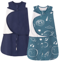 ZIGJOY Sleep Sack Swaddle 1.0 Tog Baby Wearable Blanket 100% Cotton Baby Swaddle Blanket for Newborns 612 Months Space&Blue