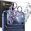 UniqueMe Compatible for 3 Pack iPhone 17 Pro Max Camera Lens Protector - [Drop Protection] [Case Friendly] 9H Tempered Glass Camera Cover Screen [Update New Version] - Glitter Dark Purple