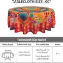 Mandala Bohemian Tablecloth Spring Summer Round Table Cover Washable Table Cloth for Home Kitchen Party Picnic 60 Inch