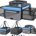 Top and 2 Sides Expandable Cat Carrier 18x13.5x9.5, TSA Airline Approved Dog Carriers for Small Dogs, Soft-Sided Pet Carrier with Self-Locking Zippers for Kitten,Rabbit, Puppy, Guinea Pig Blue