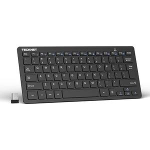 TECKNET 2.4G Wireless Keyboard - Mini Compact Keyboard with Media Hotkeys, 12-Month Battery Life, Compatible with PC, Desktop, Laptop, Smart TV - Black