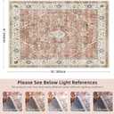 8x10 Rugs for Bedroom, Vintage Washable Rugs Non Slip Large Area Rug for Living Room Dining Room Office, Floor Decoration Big Carpet Low-Pile Kid & Pet Friendly(Border Brick Red)