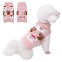 LUBOT New Ugly Christmas Sweaters for Puppy Cute Funny Wintertime and Holiday Parties Knitted Pullover Sweater Small Dog Santa&Deer Pink Medium