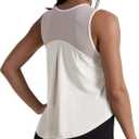 Clbort Women's Workout Tank Tops - Mesh Back Sleeveless Shirts, 4-Way Stretch Loose Fit Athletic Tops for Gym Yoga Running White, Small