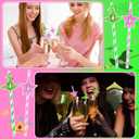 100 Pcs Pink and Green Disposable Straws for Princess and Wizard Witch Party Paper Straws Bulk Holiday BFF Enchanted Musical Birthday Themed Party Supplies