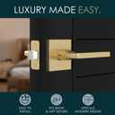Mega Handles Prime Privacy Lever Door Handle for Hallway, Closet and Bathroom, Keyless Reversible Design Door Levers, Fits All Standard Door Sizes, Covered Screws Included - Satin Brass (1 Pack), 5"