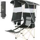 Nice C Chair with Canopy, Umbrella Chairs, Chair with Shades, Sports Chairs, w/Removable Footrest, Cooler Bag, Cup Holder for Camping, Fishing, Sports, Soccer, Beach (1-P Green)