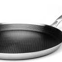 Innerwell Stainless Steel Crepe Pan - 12 Inch Nonstick Crepe Pan, Stainless Steel Honeycomb Coating Pancake Pan, Non Stick Flat Skillet Tawa Dosa Tortilla Griddle Pan, Induction Compatible, PFOA Free (Silver)