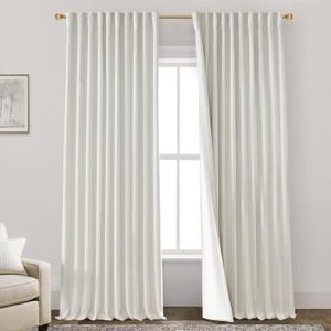 PANELSBURG Blackout Curtains 96 Inches Long,96 Inch Curtains 2 Panel Set for Living Room,70 Inch Wide Black Out Linen Drapes 96 Inches Long 2 Panels for Bedroom,Cream (70"W x 96"L (Pack of 2), Natural Cream)